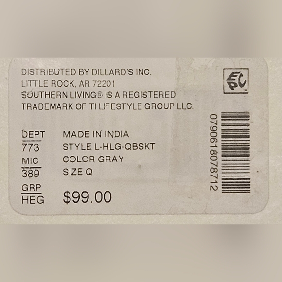 NEW Southern Living Heirloom Linen Queen Bedskirt- Gray- 18" Drop - Picture 5 of 5